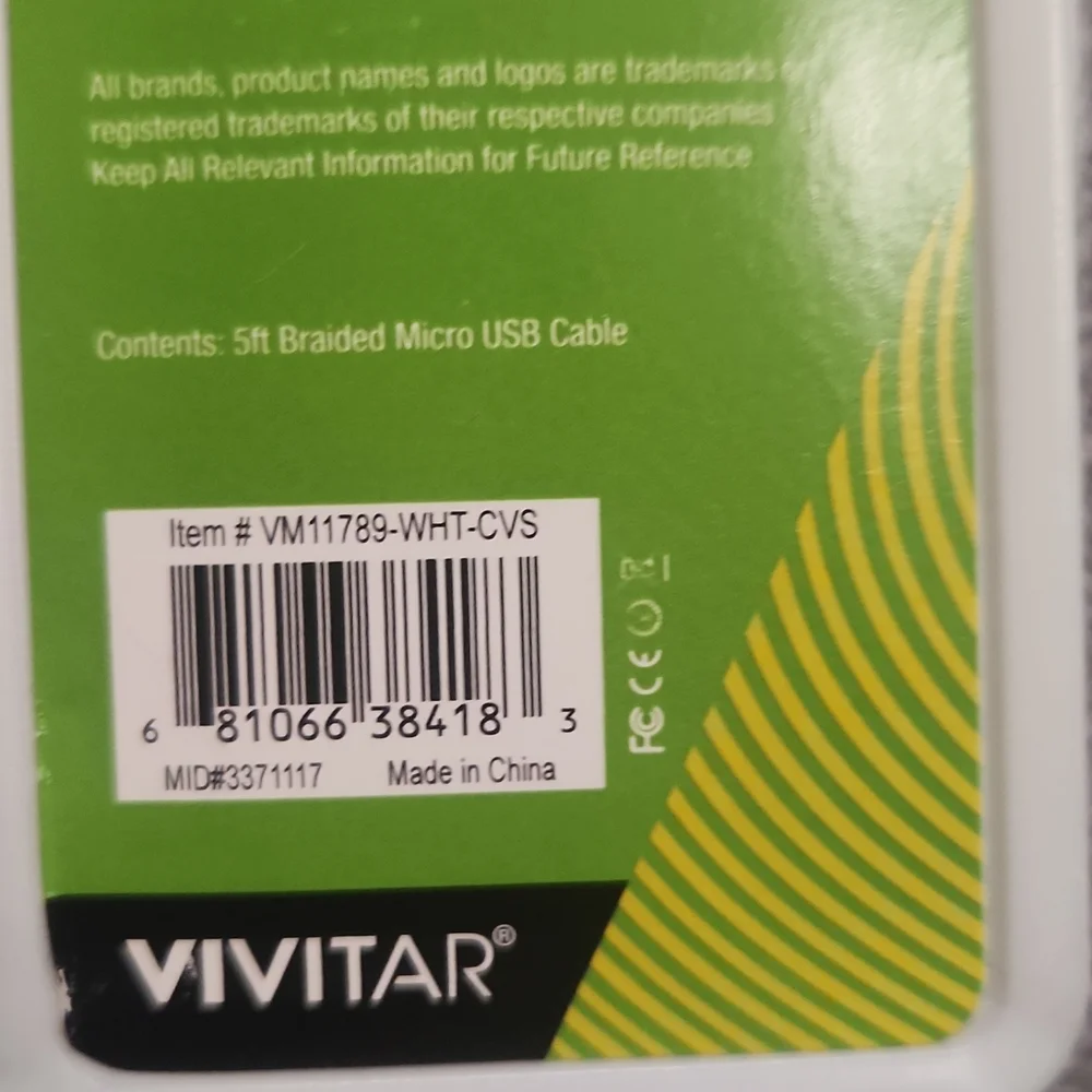 VIVITAR ▪︎ 5 FT. Braided Micro USB Cable